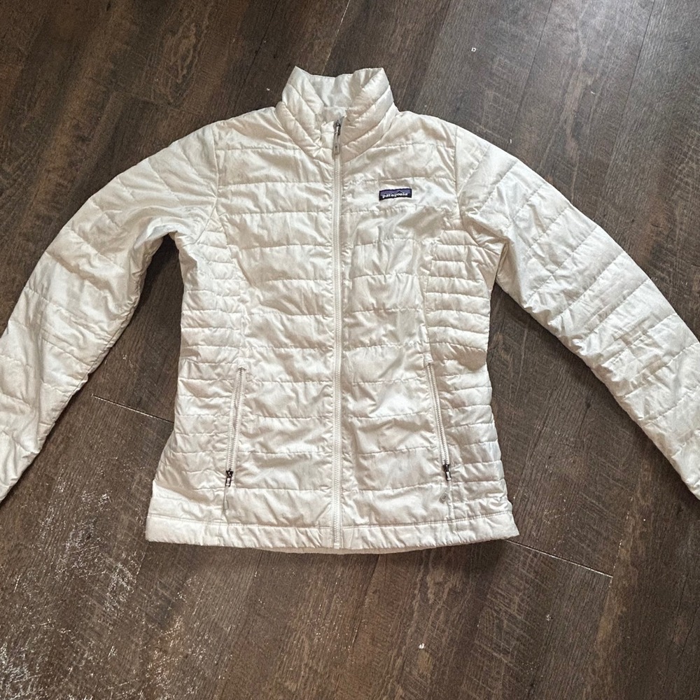Patagonia Nano Puff Jacket Womens Off White Quilted Full Zip Insulated Puffer